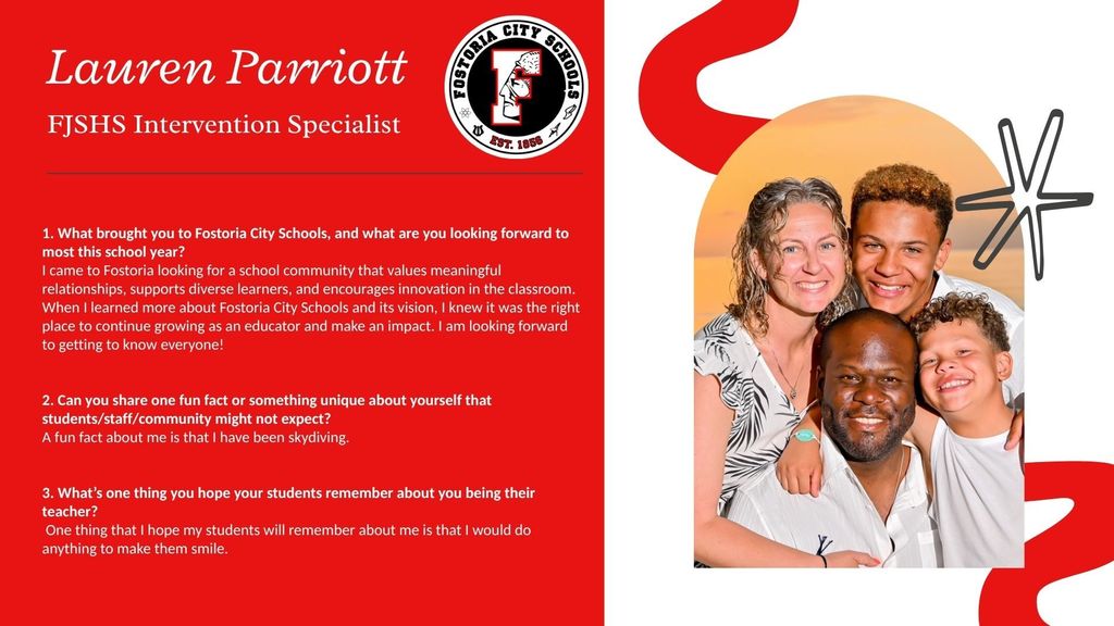 Mrs. Lauren Parriott, new teacher information