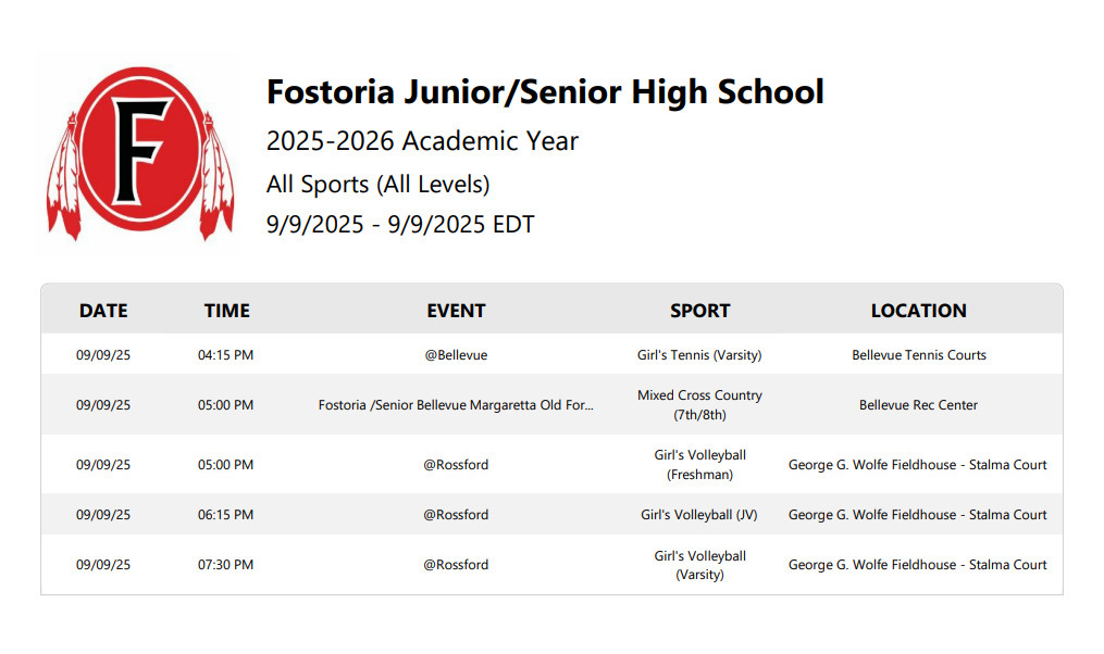 Athletic Events 9.9.25