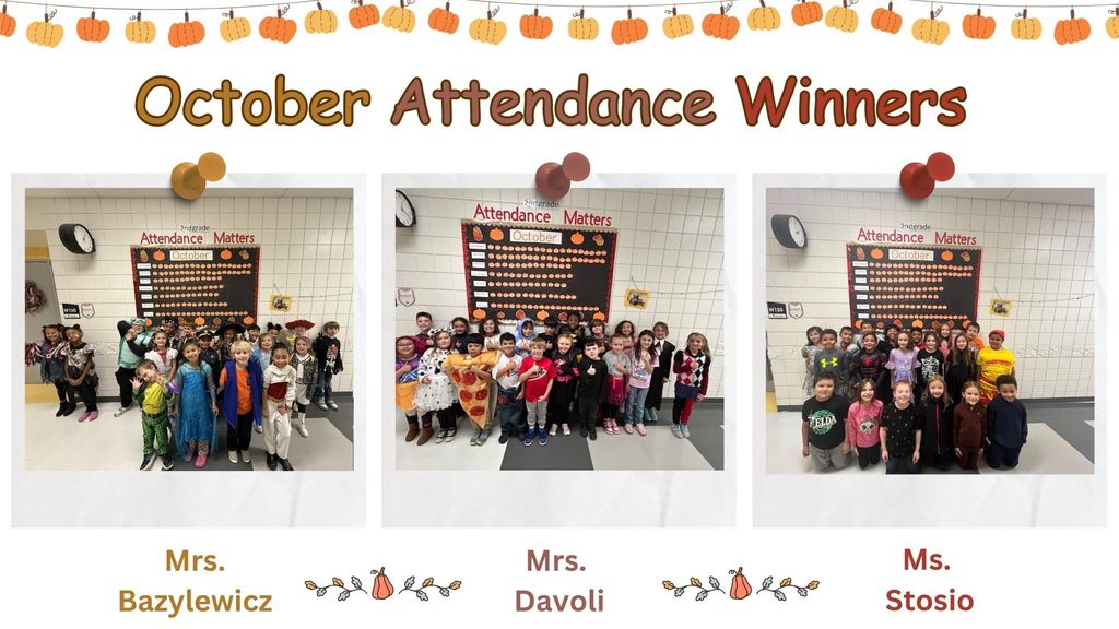 2nd grade award winners attedance october