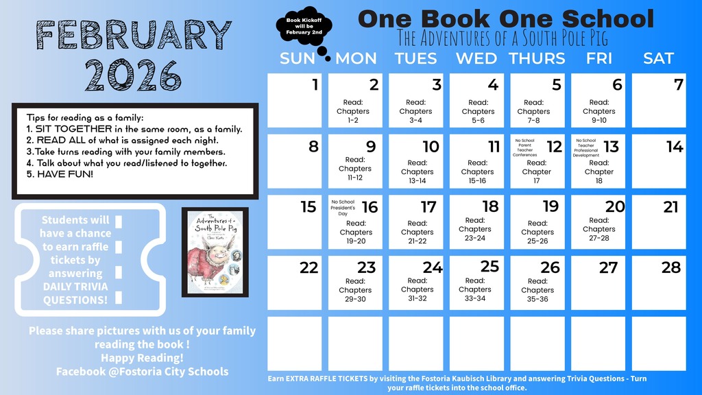One Book One School Calendsar