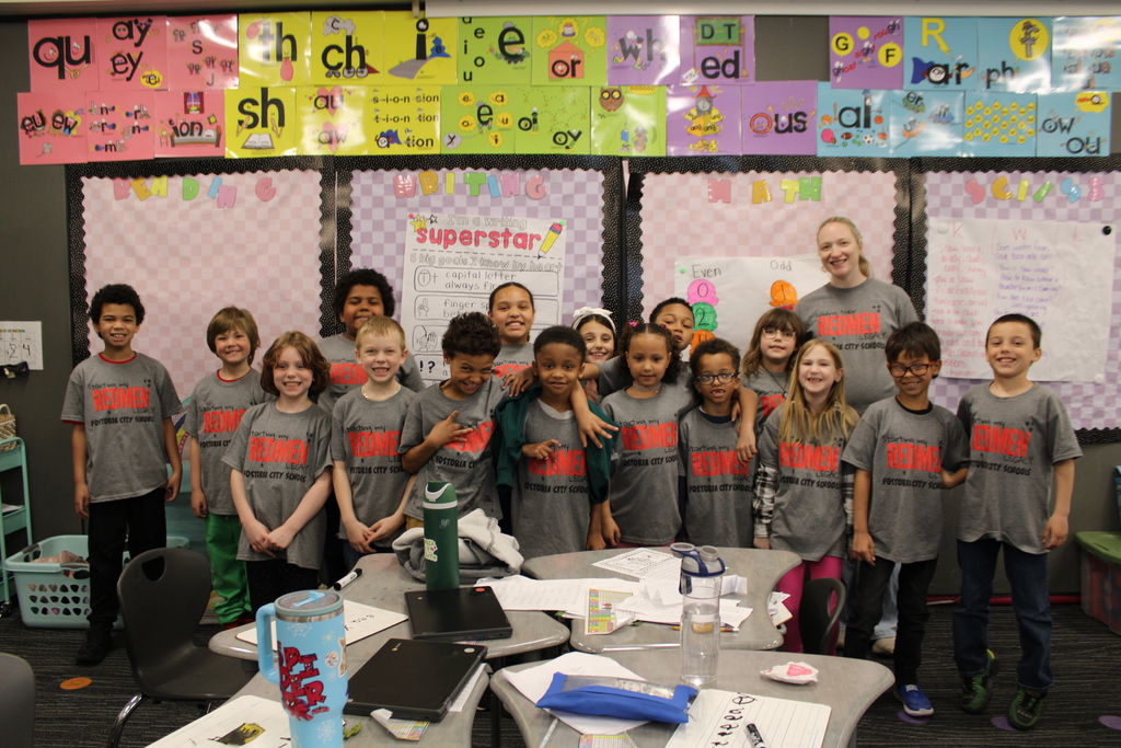 FES Students wearing Redmen Legacy shirts