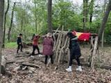 6th grade camp students doing activities