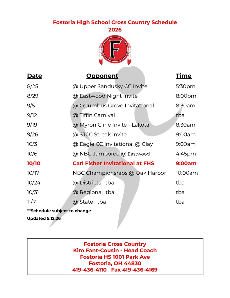Varsity CC schedule 26-27
