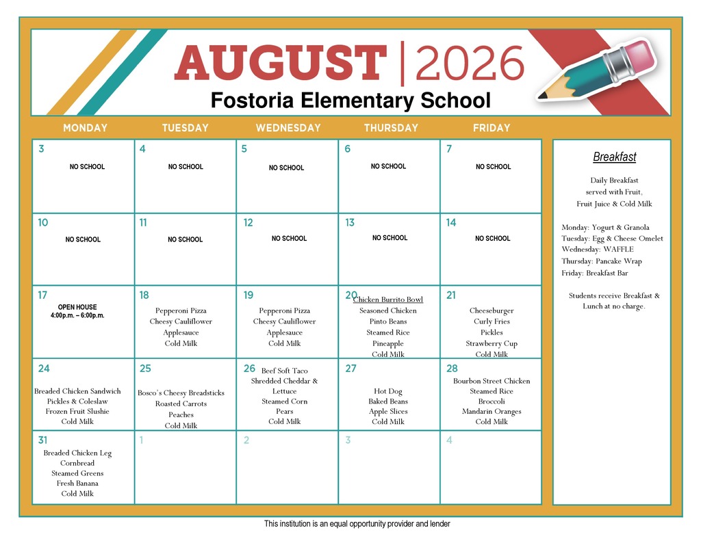 FES August 26 lunch menu