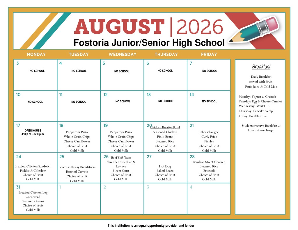FJSHS August 26 lunch menu