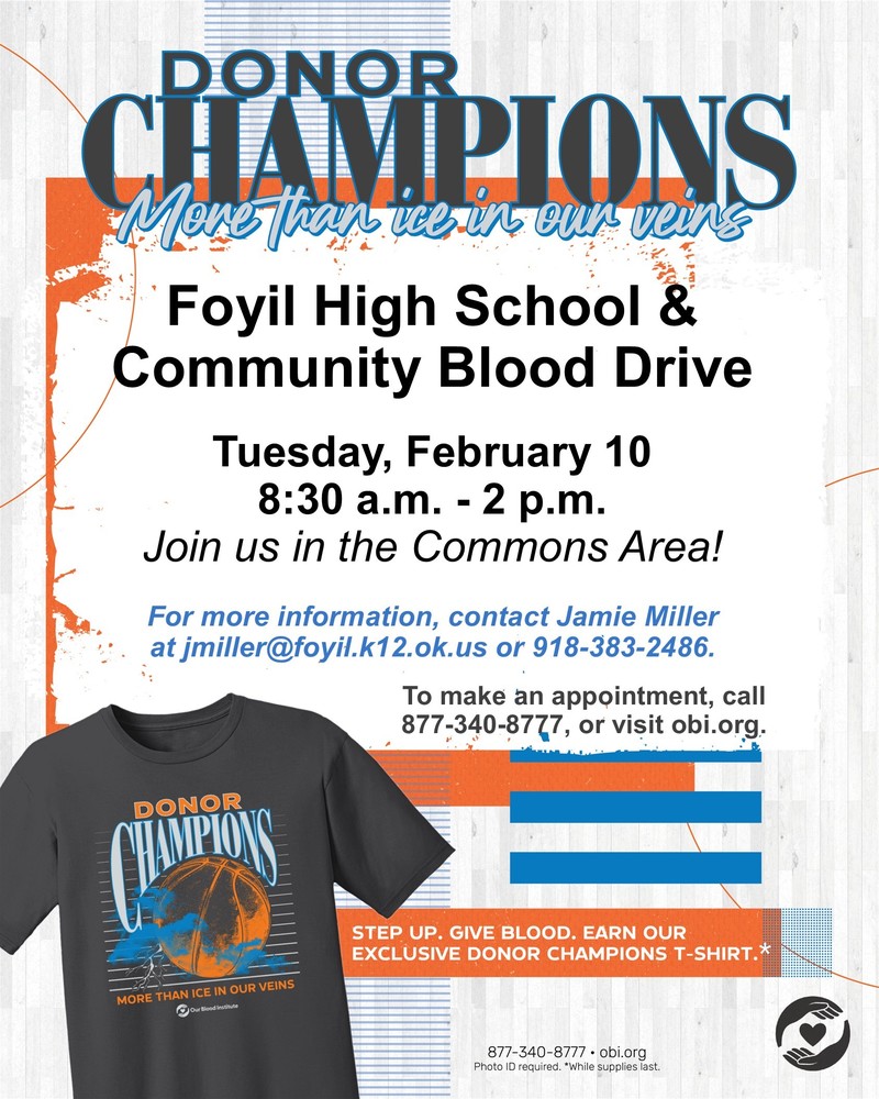Flyer for February 10th Blood Drive from 8:30am-2pm