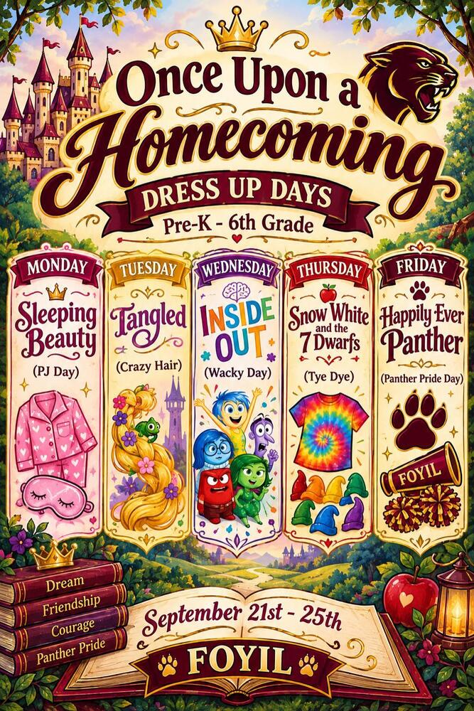 Homecoming 2026 Elementary Dress up days