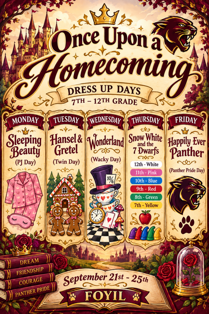 2026 Homecoming 7th-12 Dress Up Days