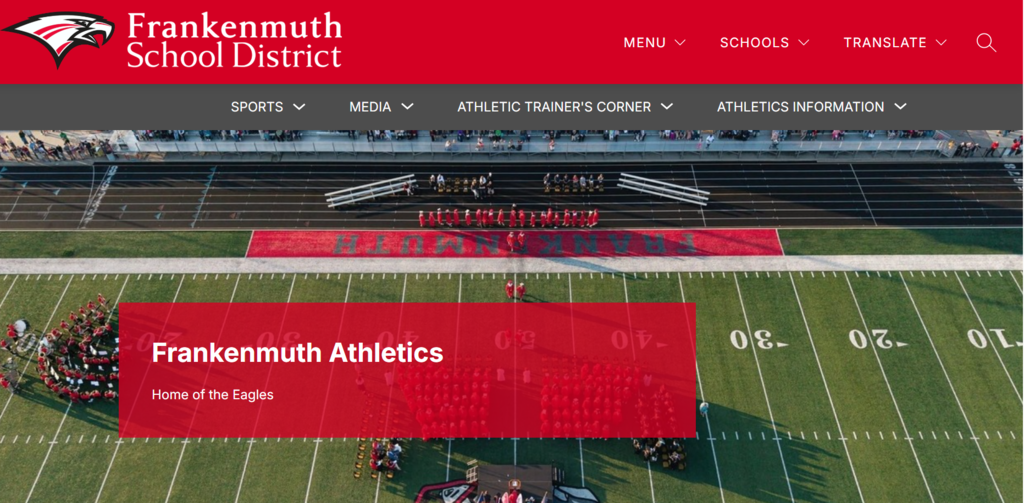 Frankenmuth Athletics Website Homescreen