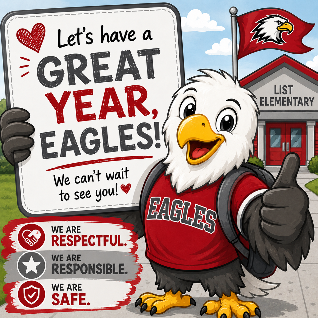 Eagle holding a sign that says have a great year eagles.
