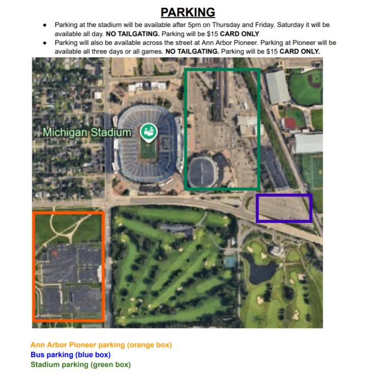 parking information for Friday’s football game