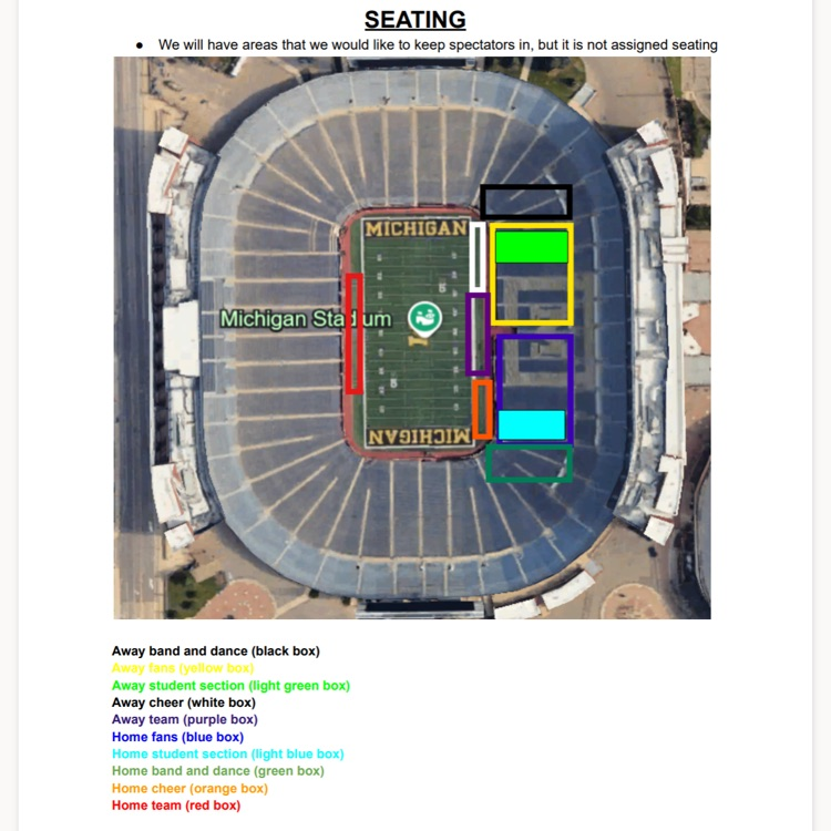 seating information for Friday’s football game
