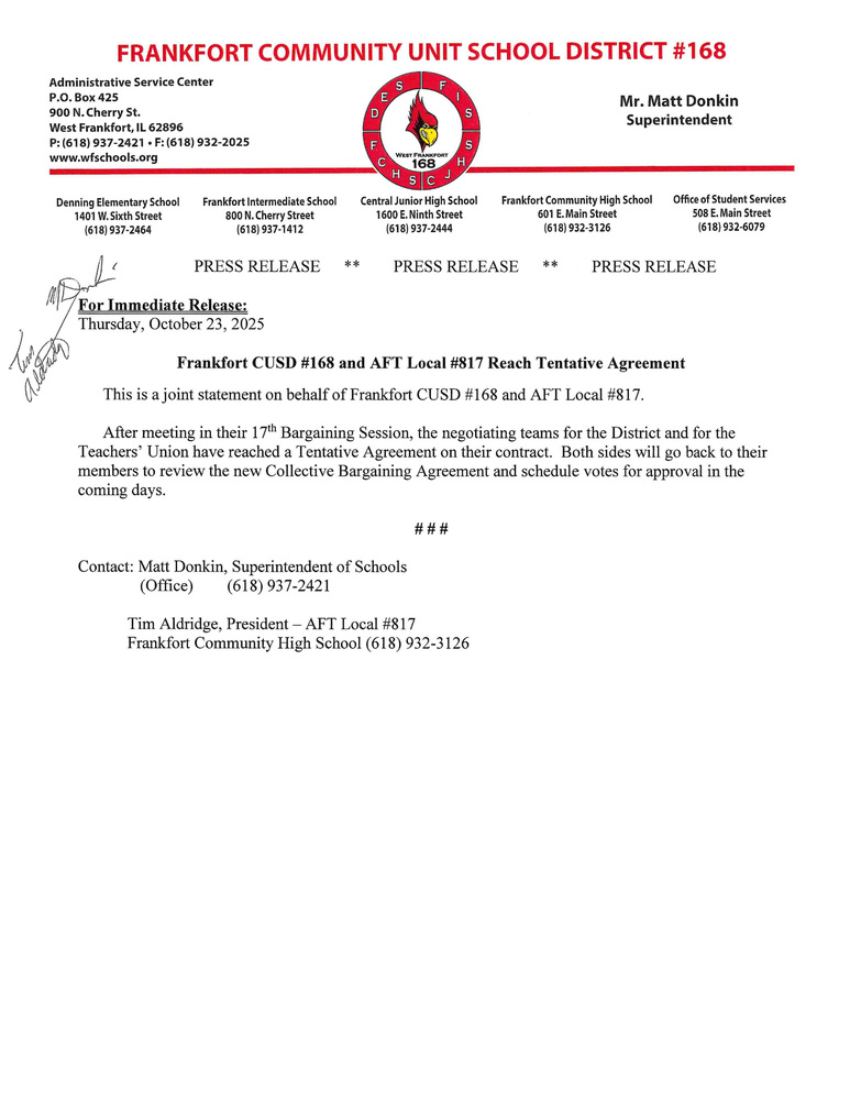 Tentative Agreement Press Release