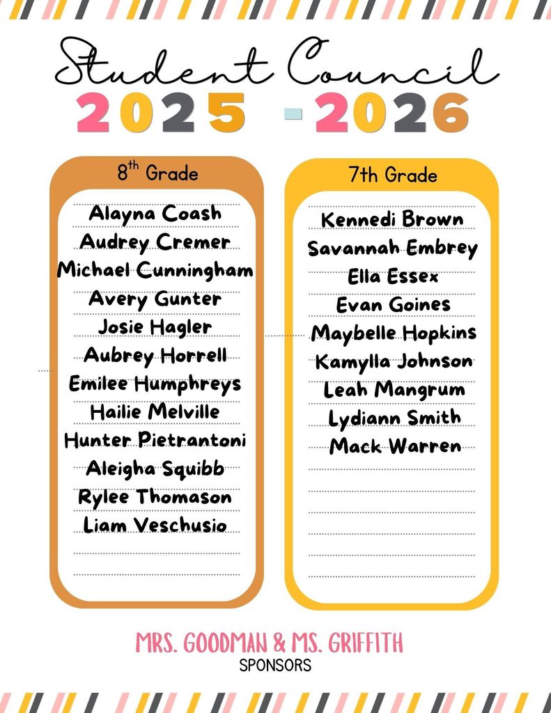 CJHS 2025-2026 Student Council Members