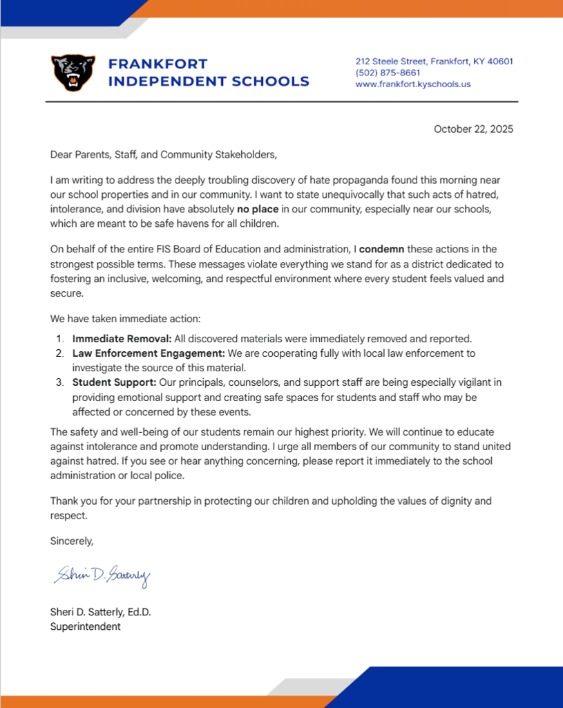 a letter addressing hate propaganda