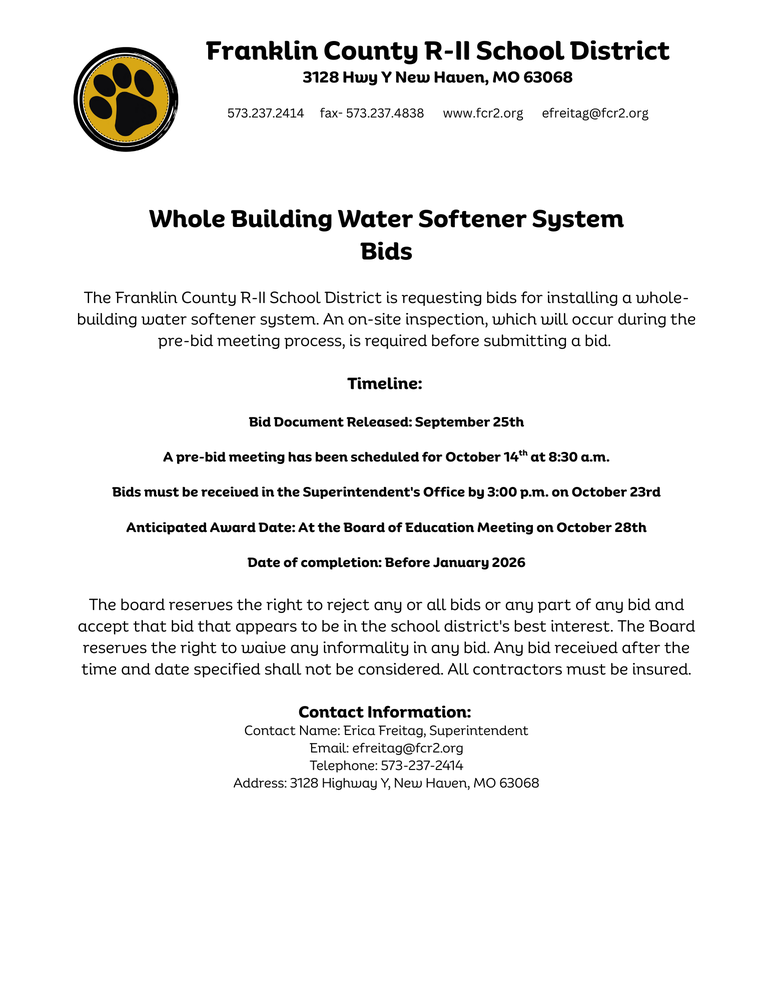 Water Softener Bids