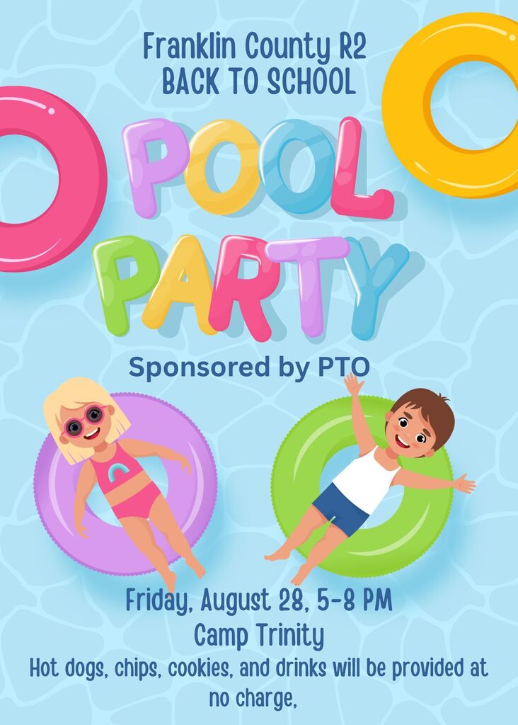 PTO Back to School Pool Party August 28th 5:00-8:00