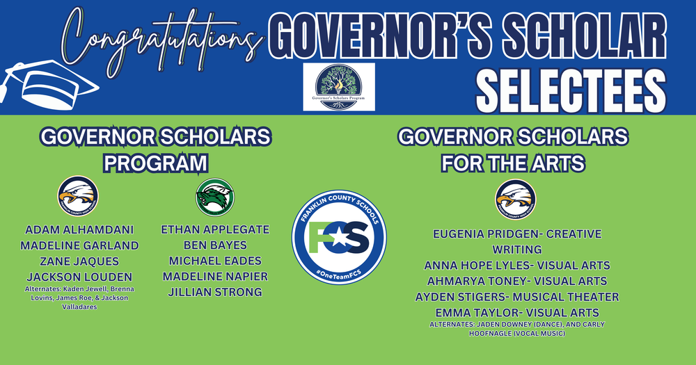 Promo graphic with all of the students names on it for Governor Scholar 