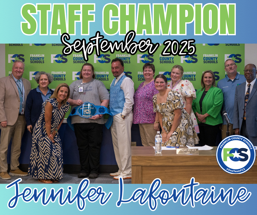 Jennifer Lafonatine with board members- Staff champion of hte month september 2025.