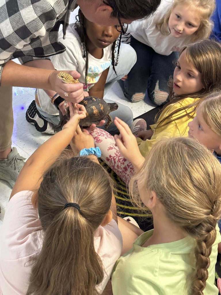 Students learning about reptiles at PME