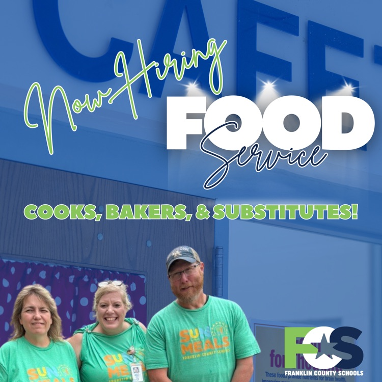 now hiring food service with food service team and pme cafe in the background