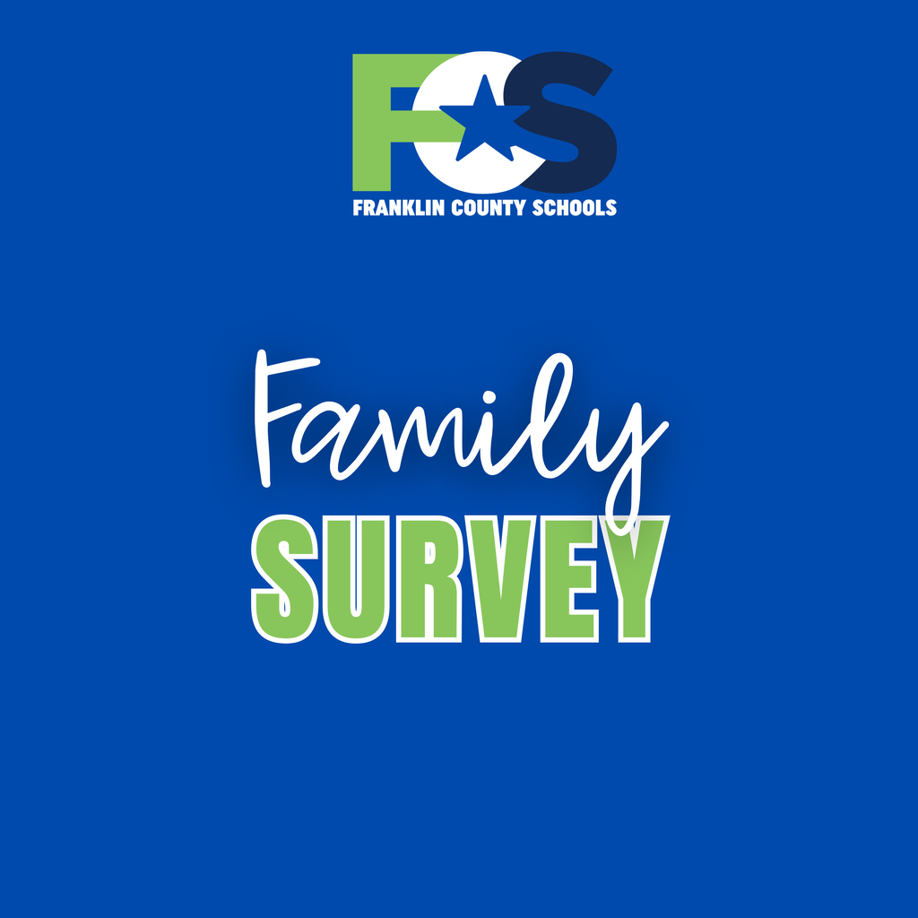 fcs family survey. blue background. green and white text. fcs logo.