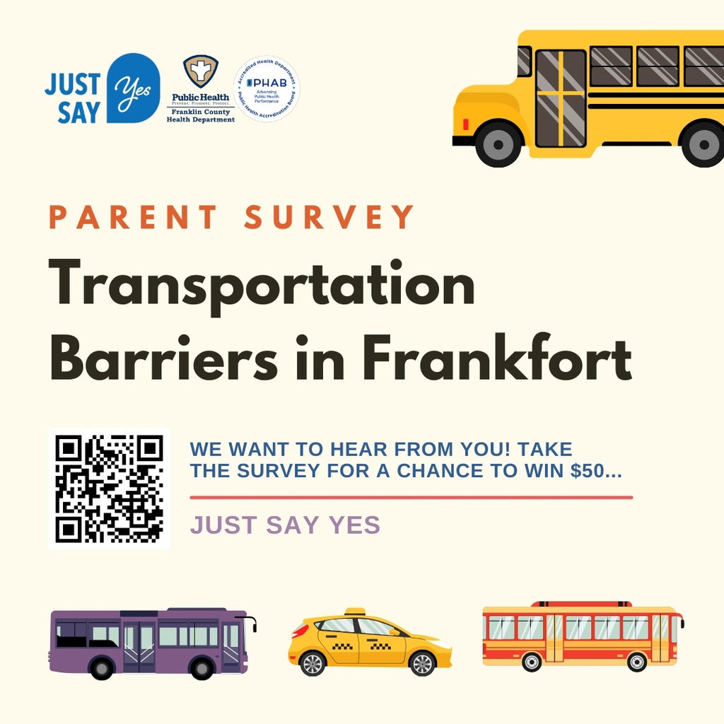 Just Say YES Parent Survey promo graphic. "We want to hear fro myou. Take the survey for a chance to win $50" QR code present to the link mentioned in post.