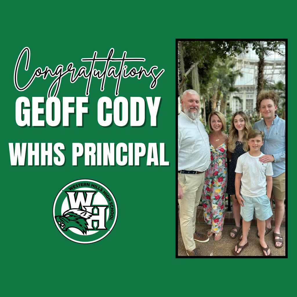 Congratulations Geoff Cody, WHHS principal with a photo of his wife and three children.