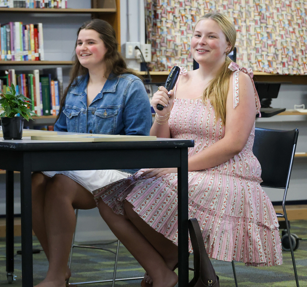 Halle Hunter speaks at the May board meeting.
