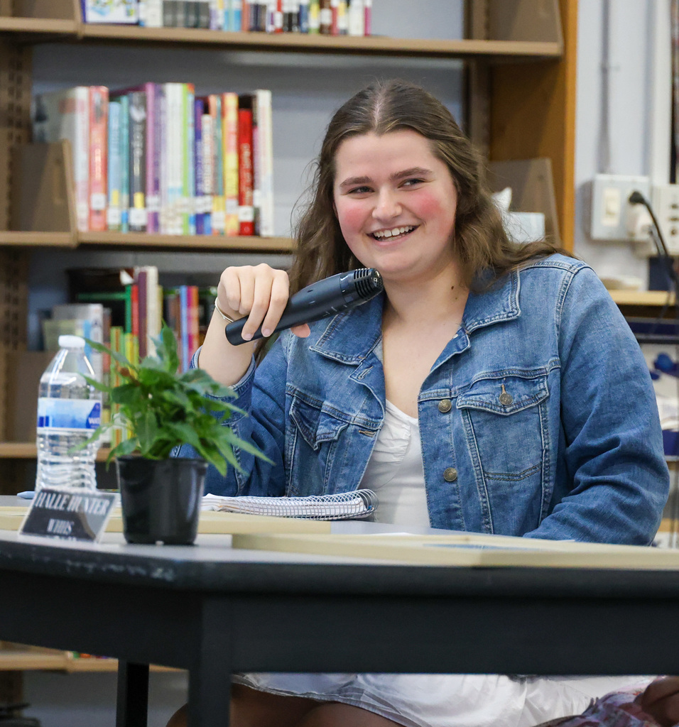Bekah Hyatt speaks at the May board meeting.
