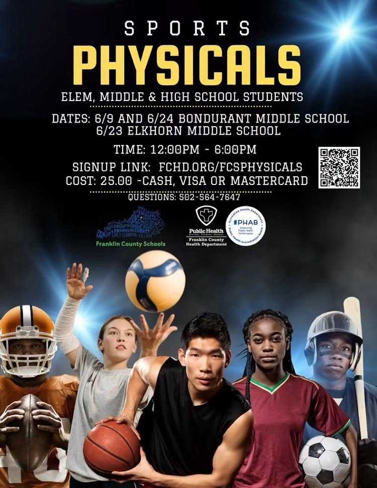 Sports physicals begin today (6/23) at noon at Elkhorn Middle School