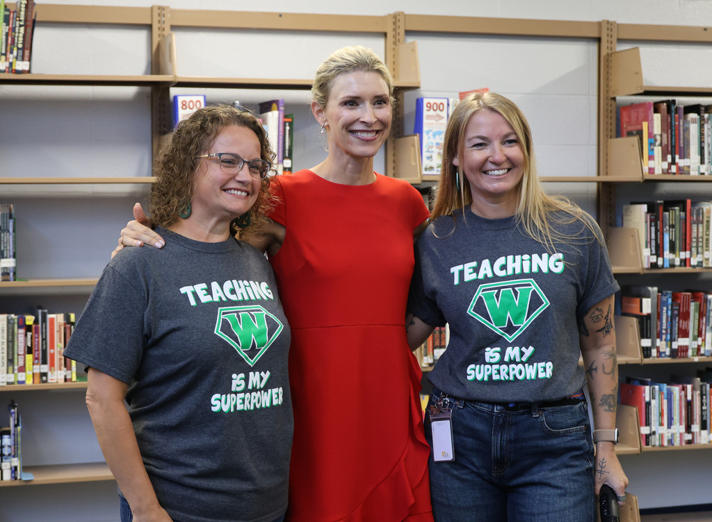 First Lady Britainy Beshear spoke to Western Hills High School staff.