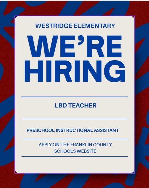 We are hiring: LBD Teacher and Preschool Instructional Assistant