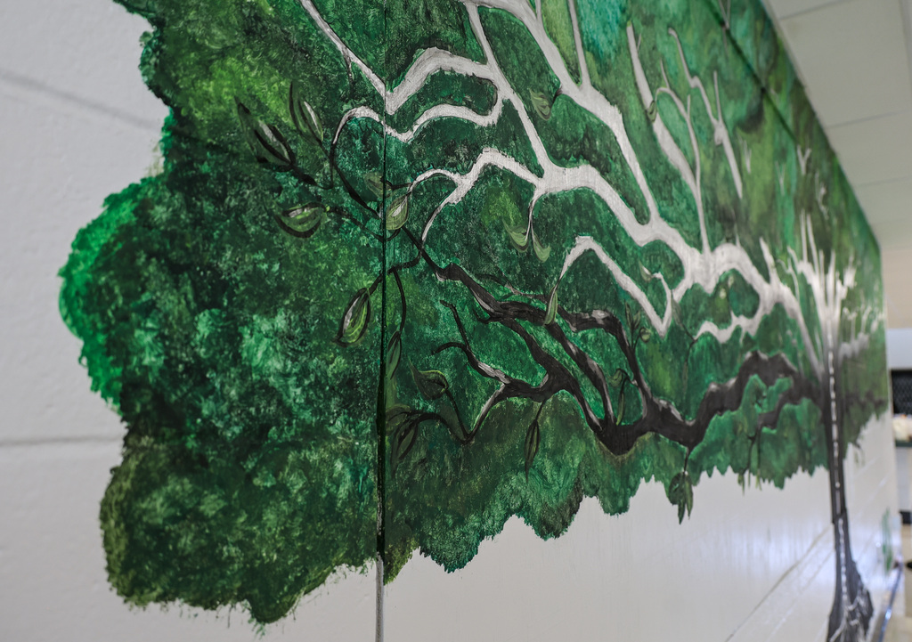 "We are Hills" mural in the hallway.