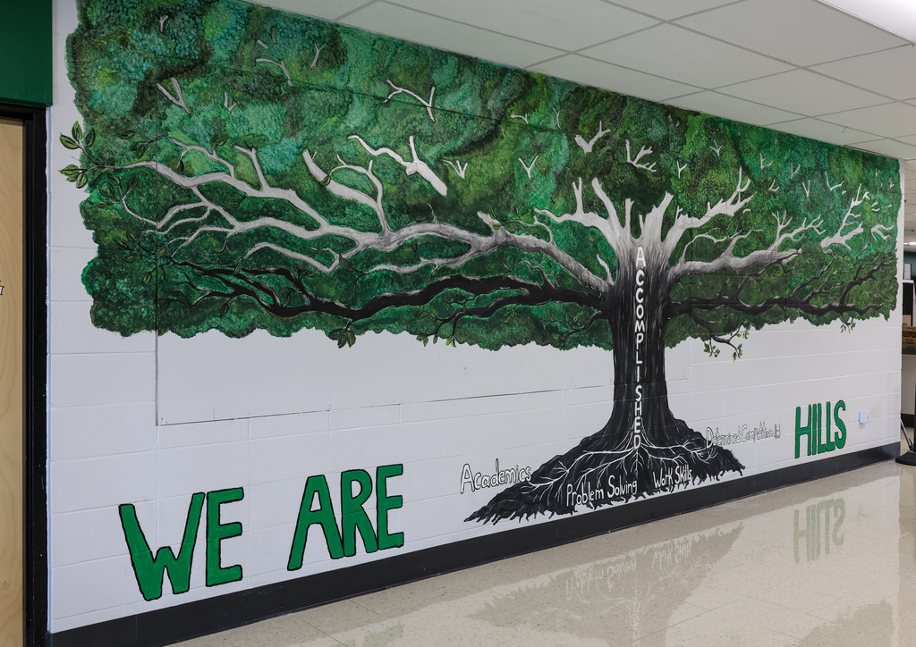 "We are Hills" mural in the hallway.