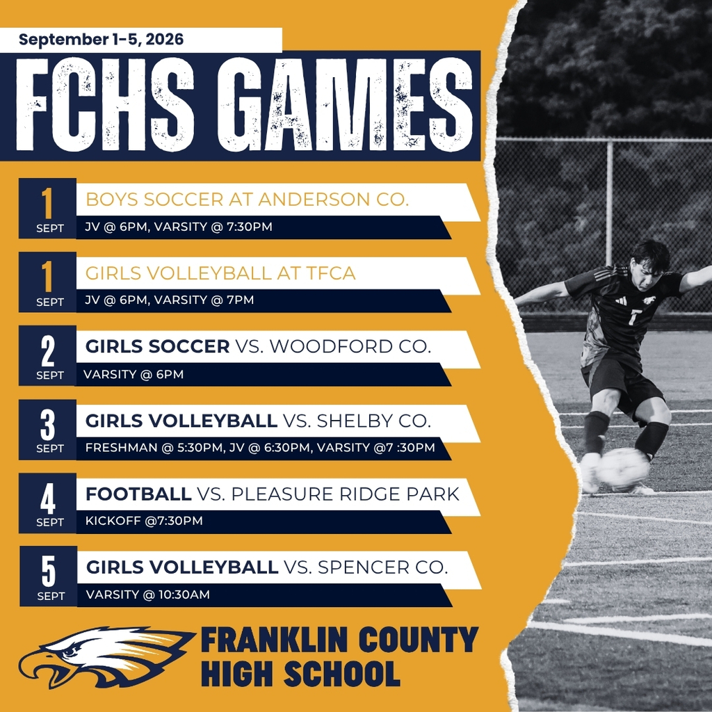 FCHS Game Week Schedule from September 1-September 5.