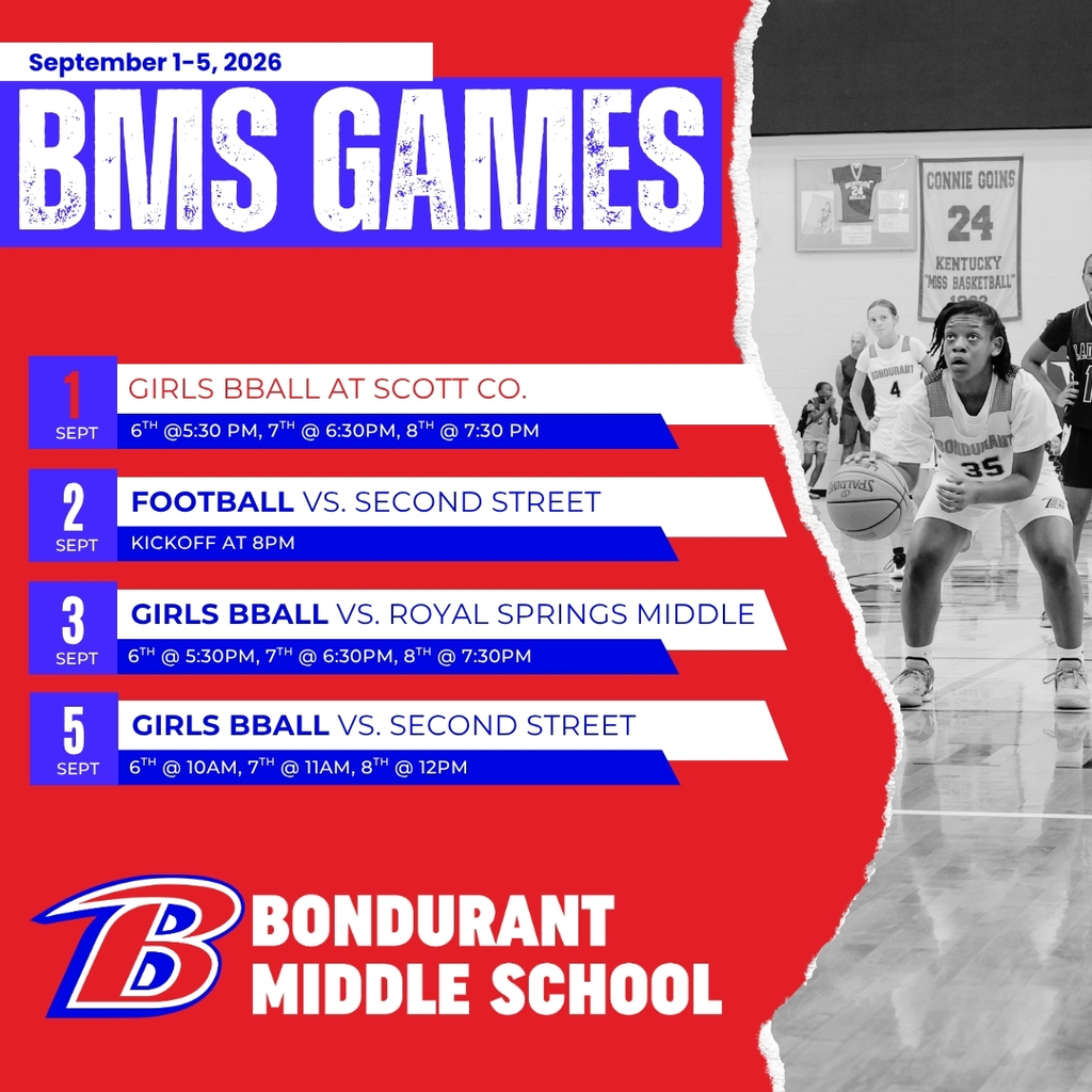 BMS Game Week Schedule from September 1-September 5.