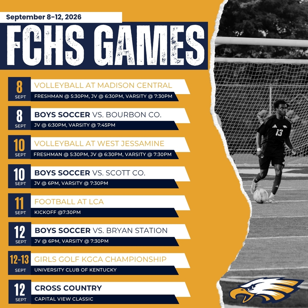 Athletic schedule for FCHS for the week of Sept. 8-12.