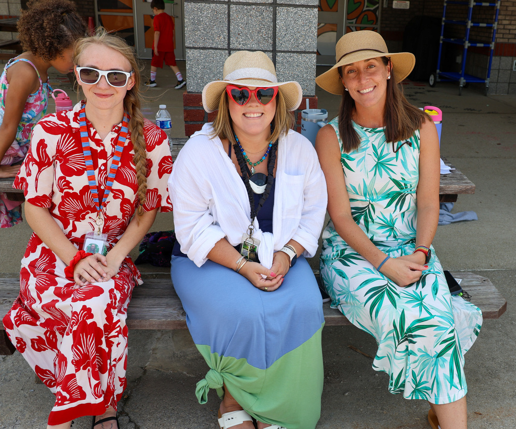 Bridgeport staff dress in beach gear for "Make a Splash" day.