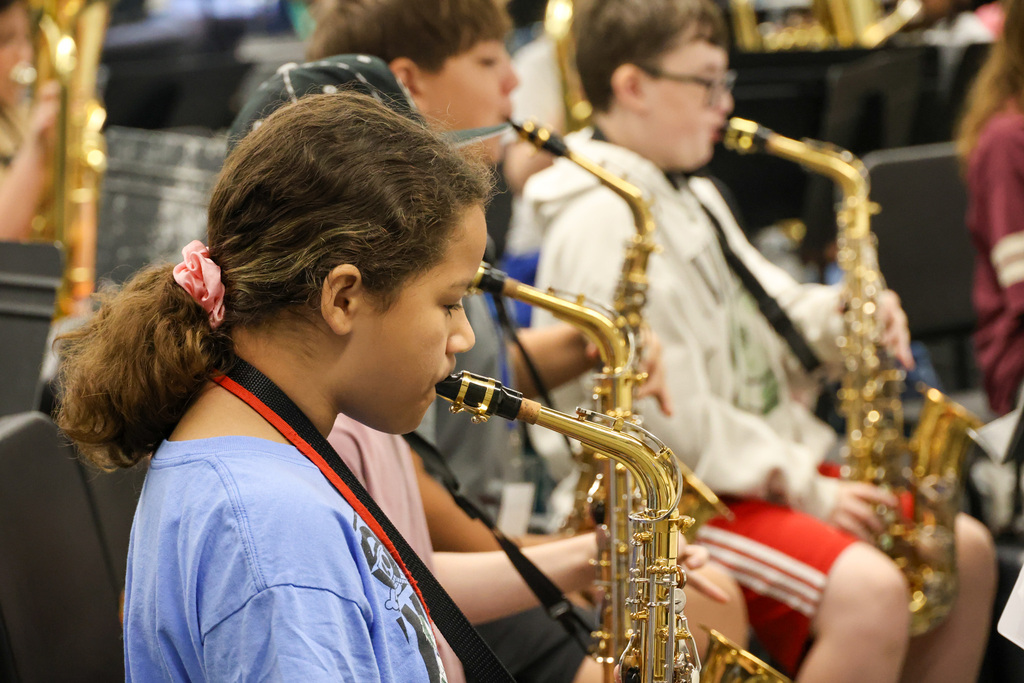 EMS band student playing the saxophone. 
