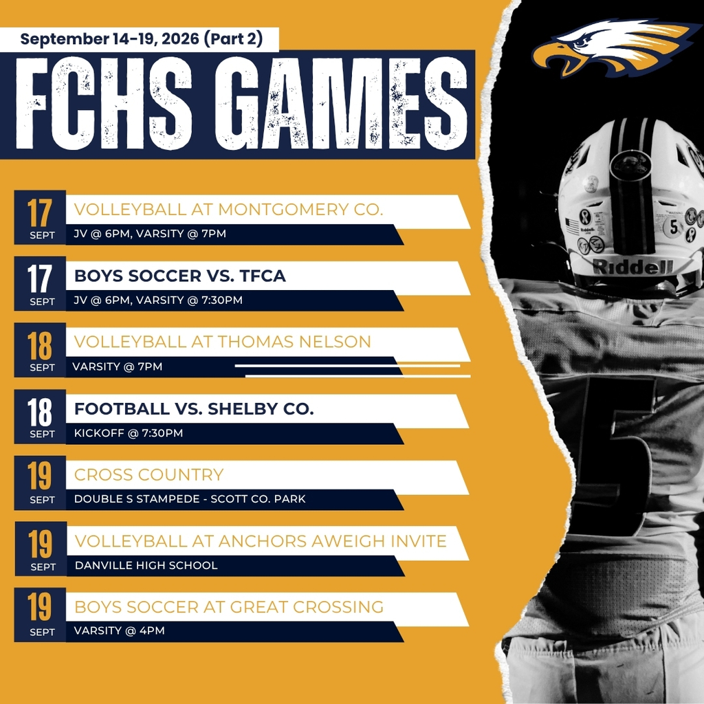 FCHS Game Schedule for September 14-19