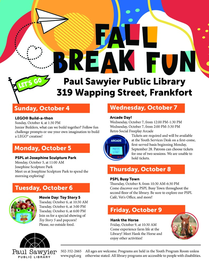 Fall Break Fun Event Schedule