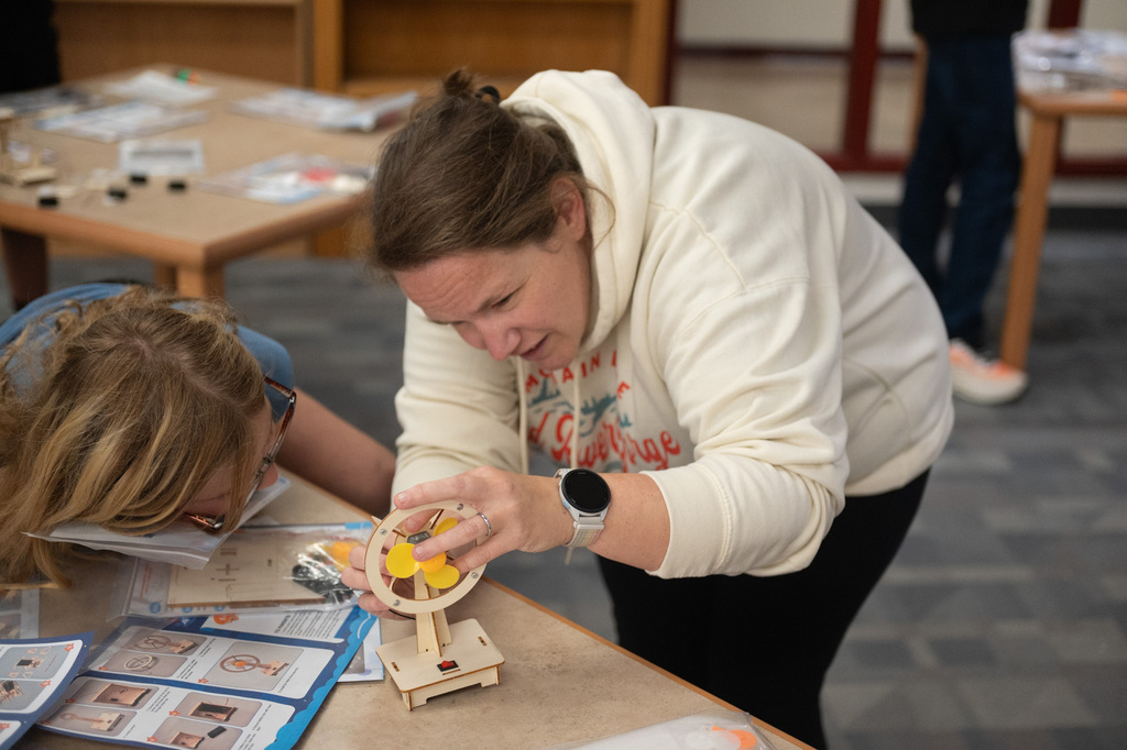Advisor works on a project with a student.