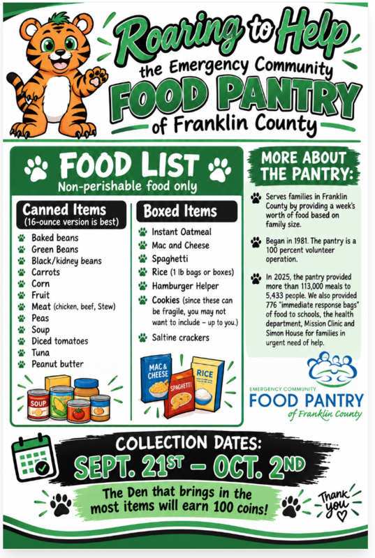 BPE Food Drive Graphic Announcement