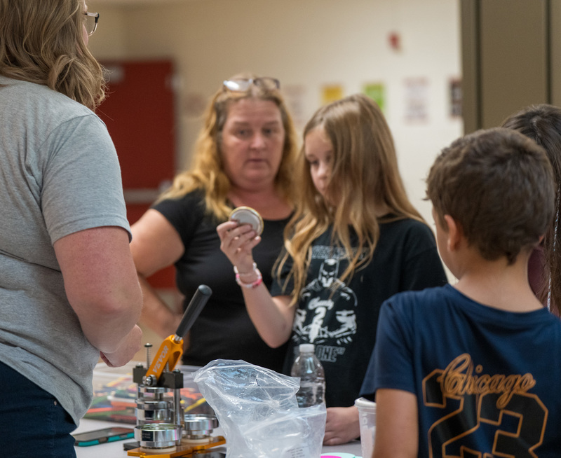 Student with microscope