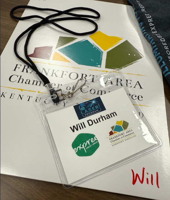 Frankfort Area Chamber folder and name tag for Will Durham