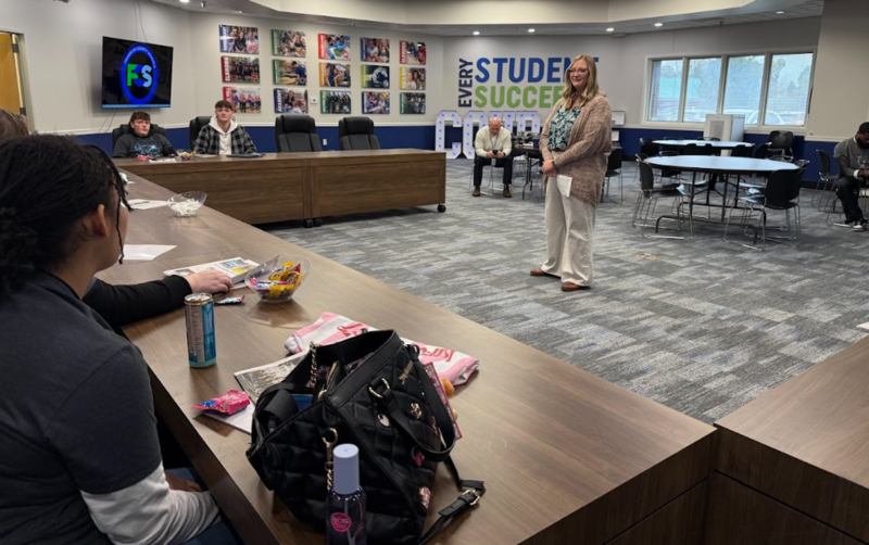 Hannah Brown presents to the students