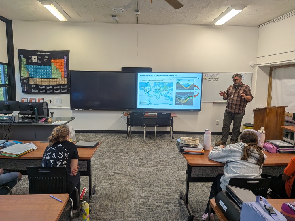 7th grade geography students were visited by Mr Matt Walsh, a geologist and map maker for a major oil company. The students learned about the factors that help him create maps of potential oil reserves. Thank you, Mr. Walsh for sharing your expertise with the students!