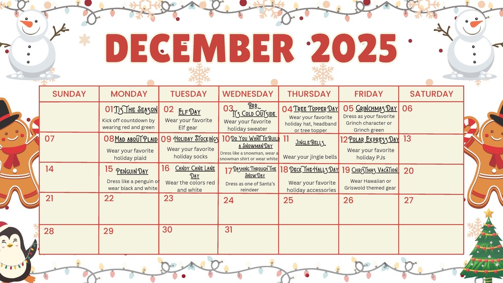 Holiday dressing calendar