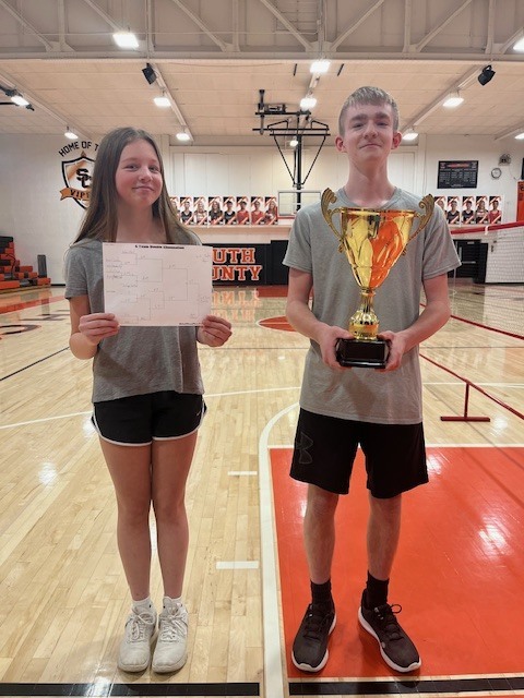 Congratulations to Ty and Sam 🥇 Champions of the 8th Grade Badminton Tournament